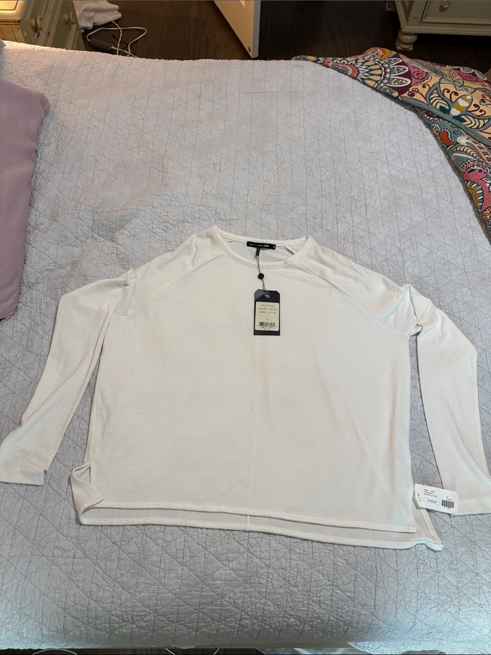 rag & bone Women's White Scoop Neck Lightweight Sweater